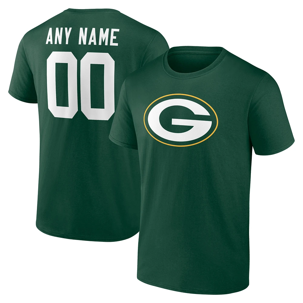 Men's Green Green Bay Packers Team Authentic Custom Name & Number T-Shirt