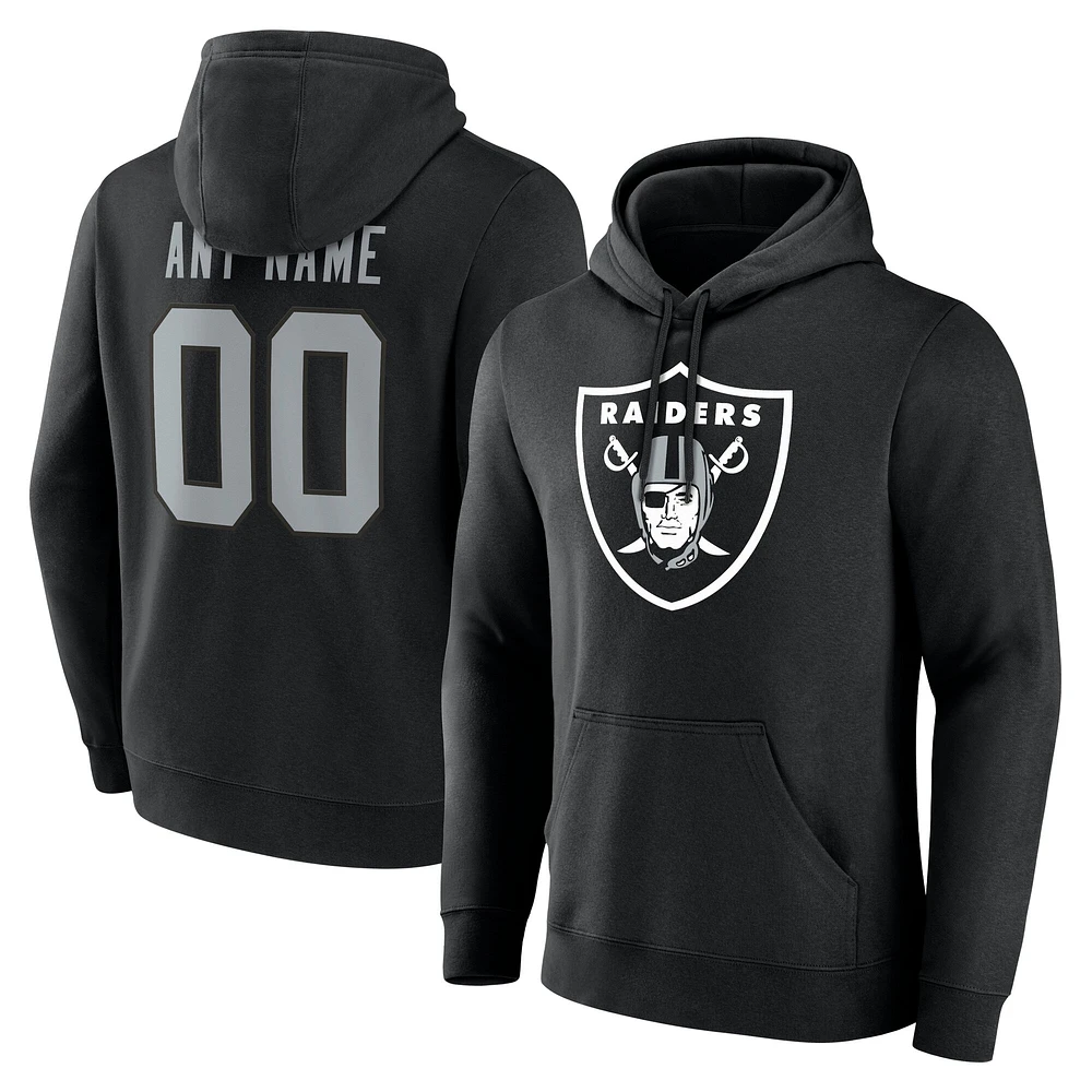 Men's Black Las Vegas Raiders Team Authentic Custom Name & Number Pullover Hoodie