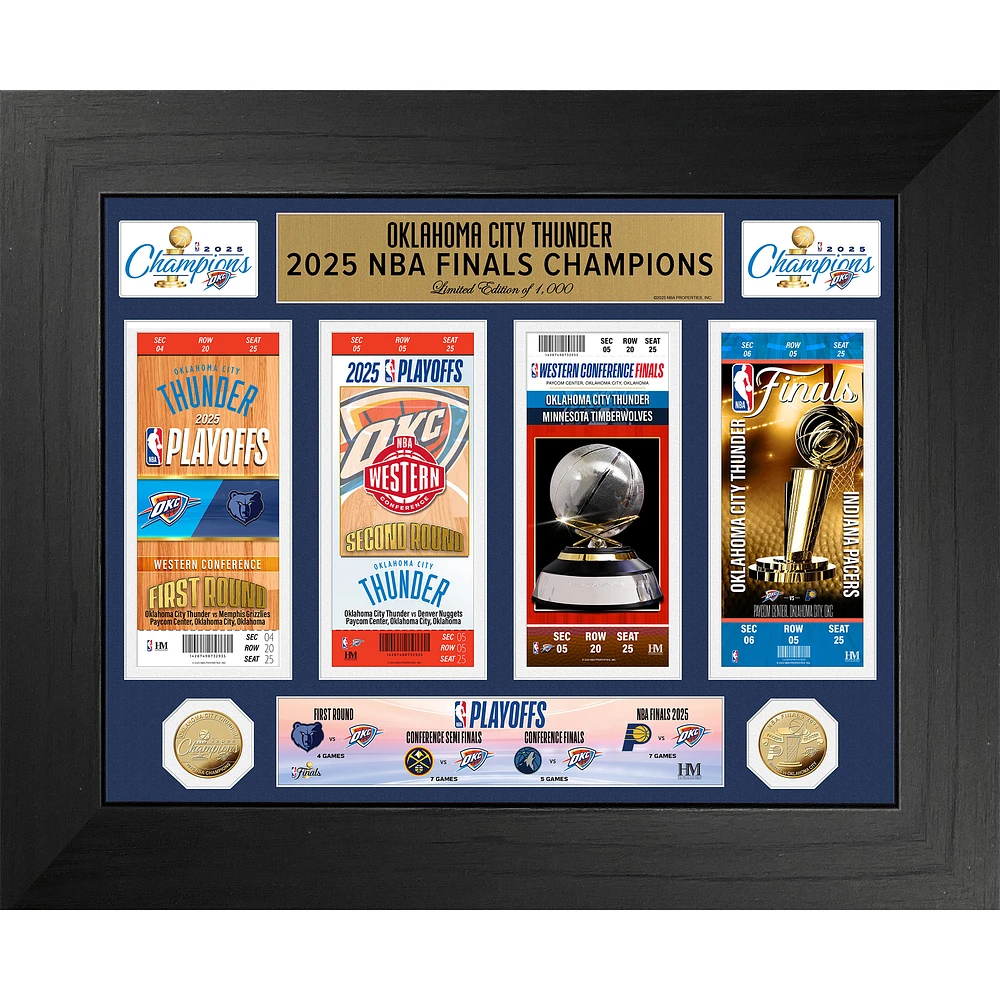 Highland Mint Oklahoma City Thunder 2025 NBA Finals Champions 18" x 22" Deluxe Ticket & Gold Coin Collection Photo Mint