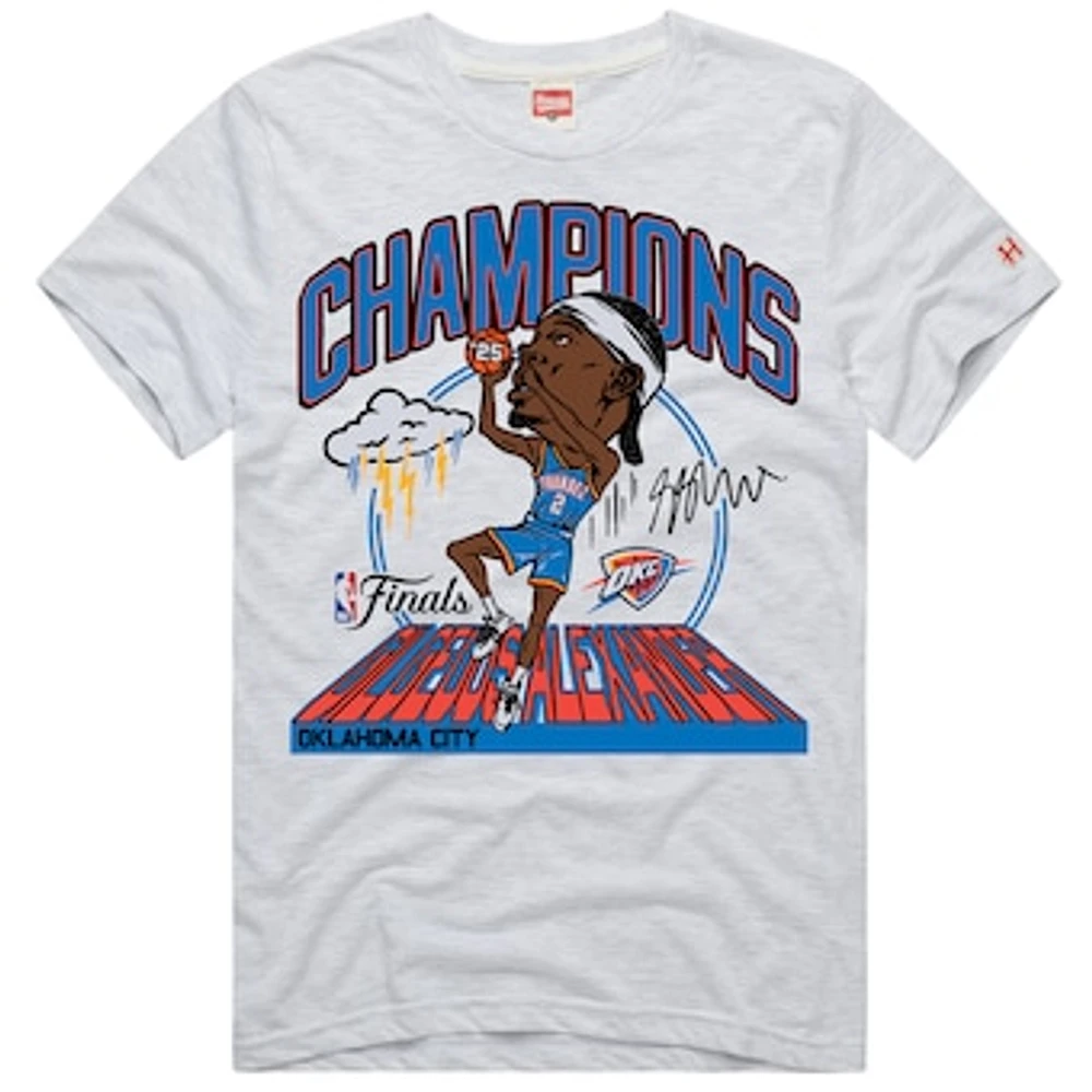 Unisex Homage Shai Gilgeous-Alexander Heathered Core Ultra Light Grey Oklahoma City Thunder 2025 NBA Finals Champions Tri-Blend T-Shirt