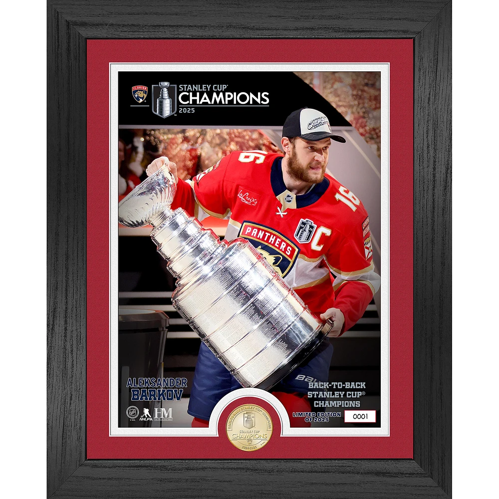 Highland Mint Aleksander Barkov Florida Panthers 2025 Stanley Cup Champions 13" x 16" Raising the Stanley Cup Bronze Coin Photo Mint