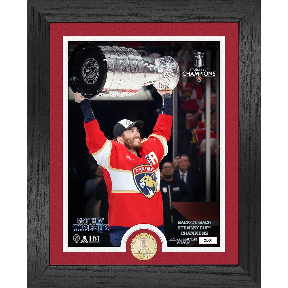 Highland Mint Matthew Tkachuk Florida Panthers 2025 Stanley Cup Champions 13" x 16" Raising the Stanley Cup Bronze Coin Photo Mint