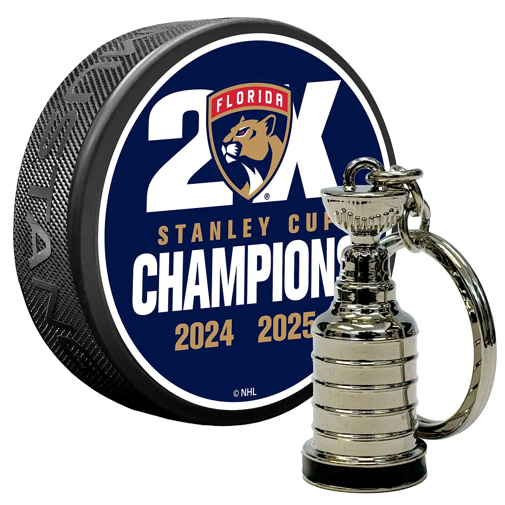 Florida Panthers Two-Time Stanley Cup Champions Puck & Keychain