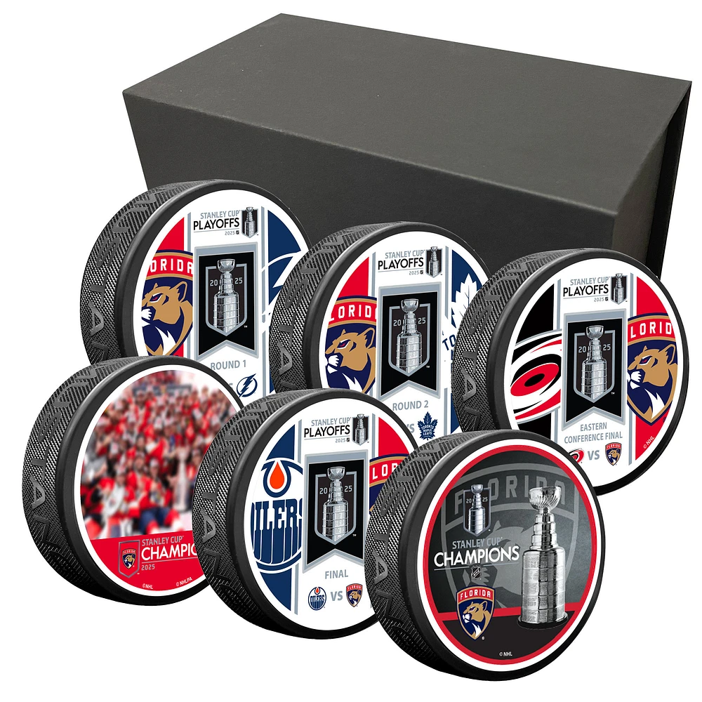 Florida Panthers 2025 Stanley Cup Champions 6 Puck Set