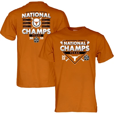 Unisex Blue 84 Texas Orange Texas Longhorns 2025 NCAA Softball Women's College World Series Champions Schedule T-Shirt