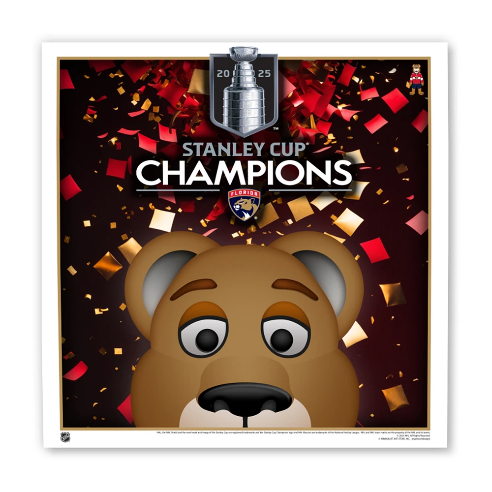 Florida Panthers 2025 Stanley Cup Champions 12" x 12" Minimalist Mascot Art Poster
