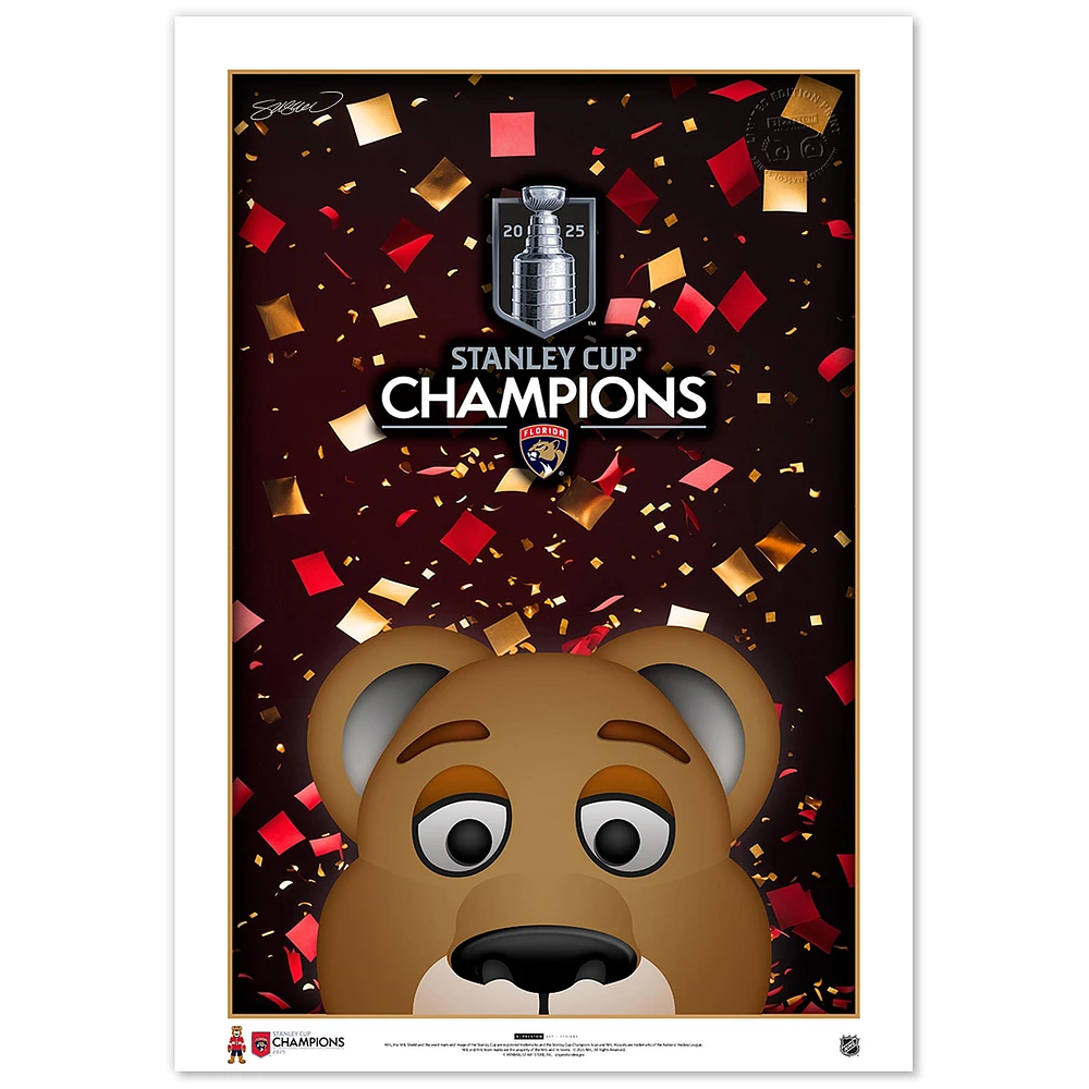 Florida Panthers 2025 Stanley Cup Champions 24" x 36" Minimalist Mascot Fine Art Print