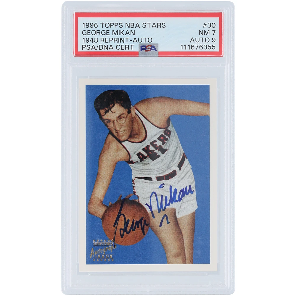 George Mikan Minneapolis Lakers Autographed 1996 Topps Stars '48 Reprint Auto #30 PSA Authenticated 7/9 Card