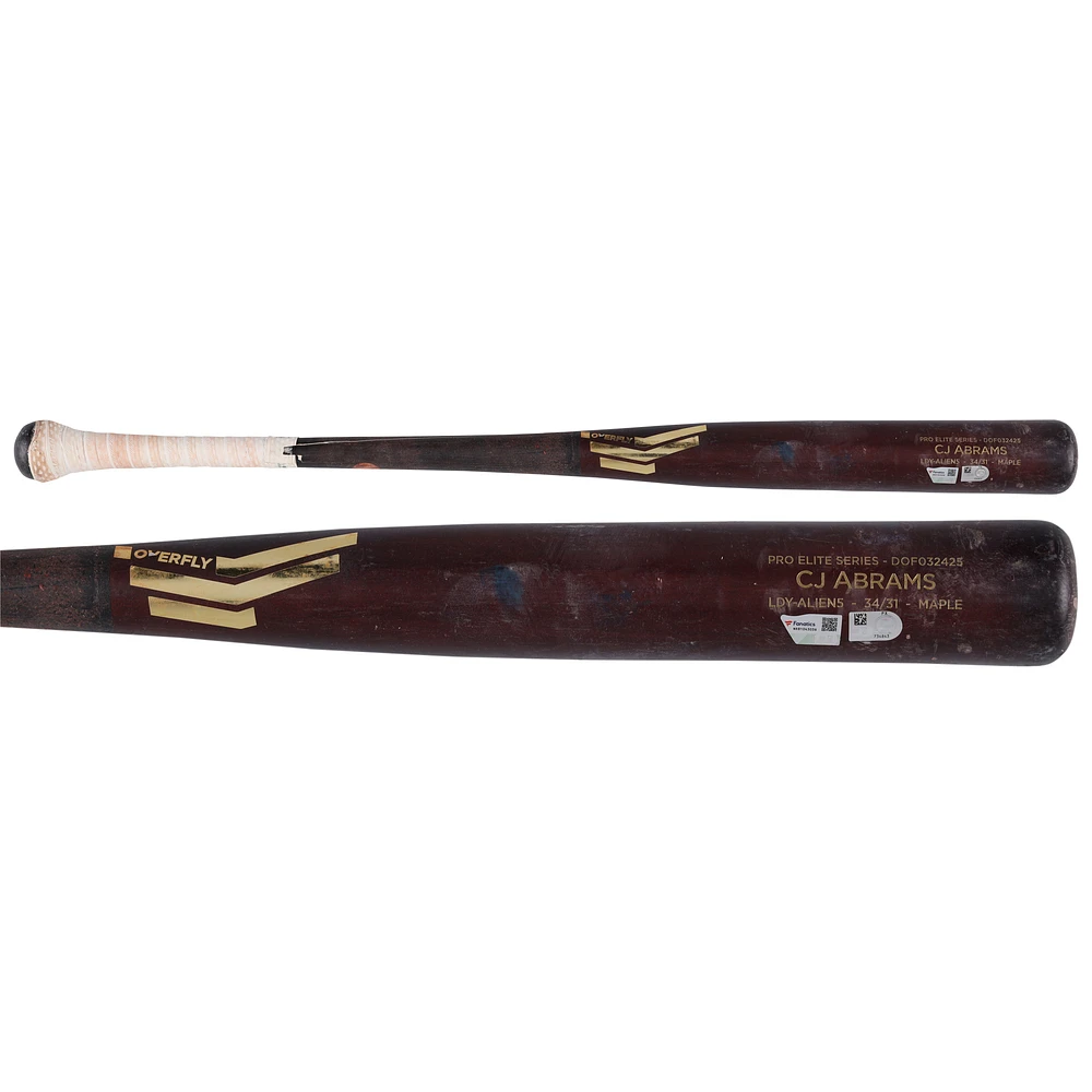 CJ Abrams Washington Nationals Game-Used Red/Black Overfly Broken Bat vs. St. Louis Cardinals on May 10