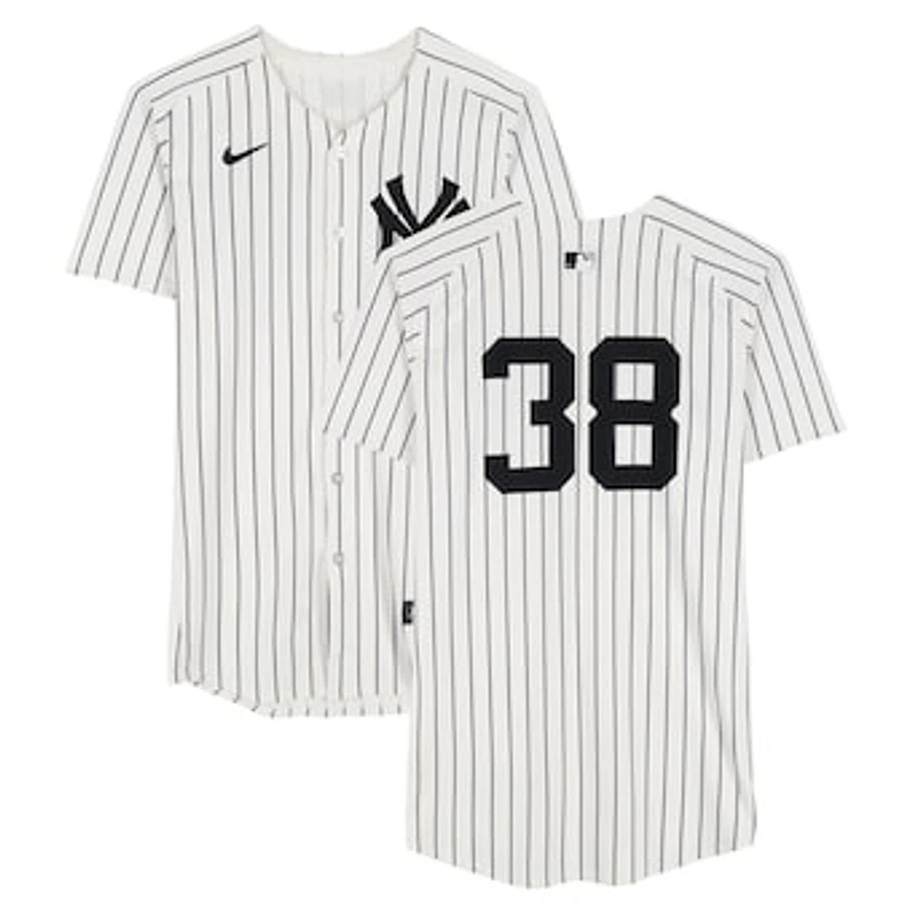 Devin Williams New York Yankees Game-Used #38 White Nike Pinstripe Jersey vs. Texas Rangers on May 22, 2025
