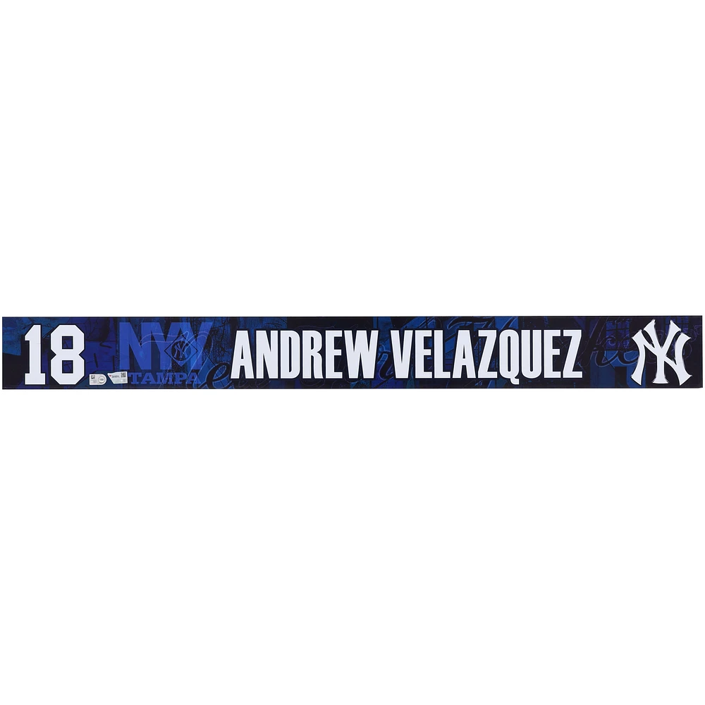 Andrew Velazquez New York Yankees Player-Issued #18 Navy Nameplate from 2025 MLB Spring Training