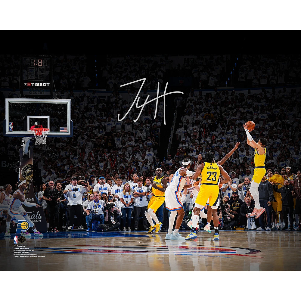 Tyrese Haliburton Indiana Pacers Autographed 16" x 20" 2025 NBA Finals Game 1 vs. Oklahoma City Thunder Game-Winning Shot Photograph