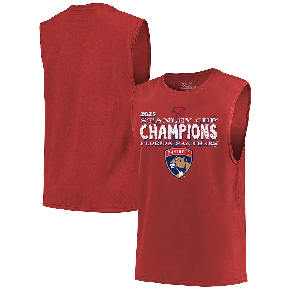 Men's Fanatics Red Florida Panthers 2025 Stanley Cup Champions Softhand Muscle Tank Top
