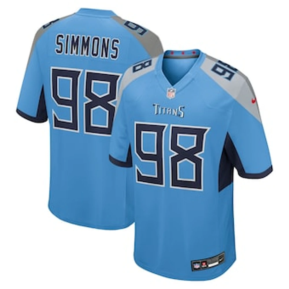 Men's Nike Jeffery Simmons  Light Blue Tennessee Titans Team Game Jersey