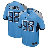 Men's Nike Jeffery Simmons  Light Blue Tennessee Titans Team Game Jersey