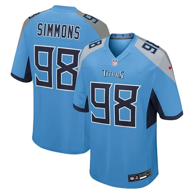 Men's Nike Jeffery Simmons  Light Blue Tennessee Titans Team Game Jersey