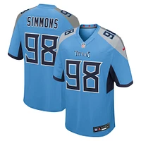 Men's Nike Jeffery Simmons  Light Blue Tennessee Titans Team Game Jersey