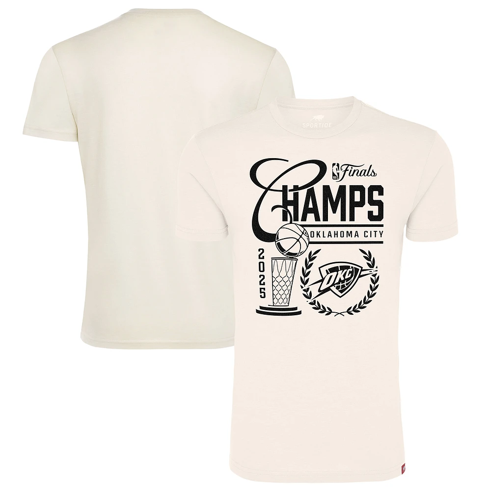 Unisex Sportiqe Cream Oklahoma City Thunder 2025 NBA Finals Champions Metallic Logo Tri-Blend T-Shirt