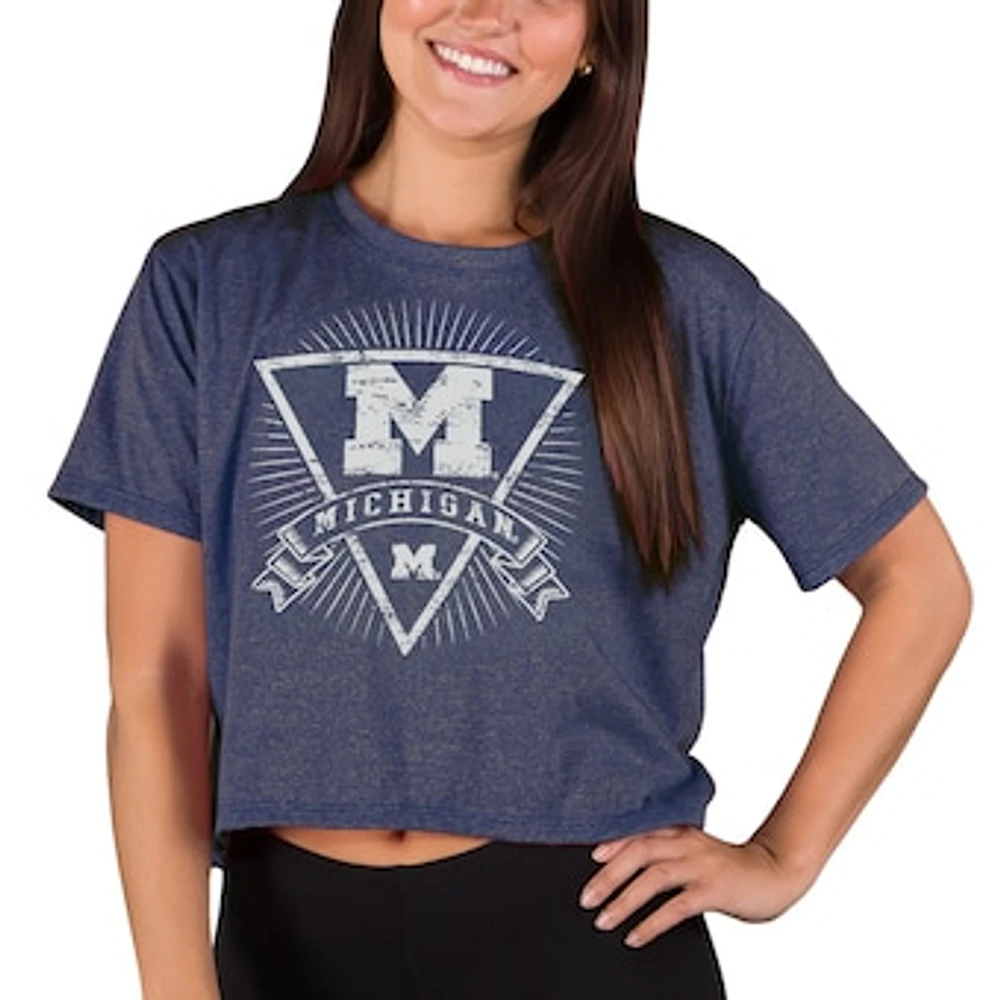 Women's Concepts Sport Navy Michigan Wolverines Quest Knit Crop Top