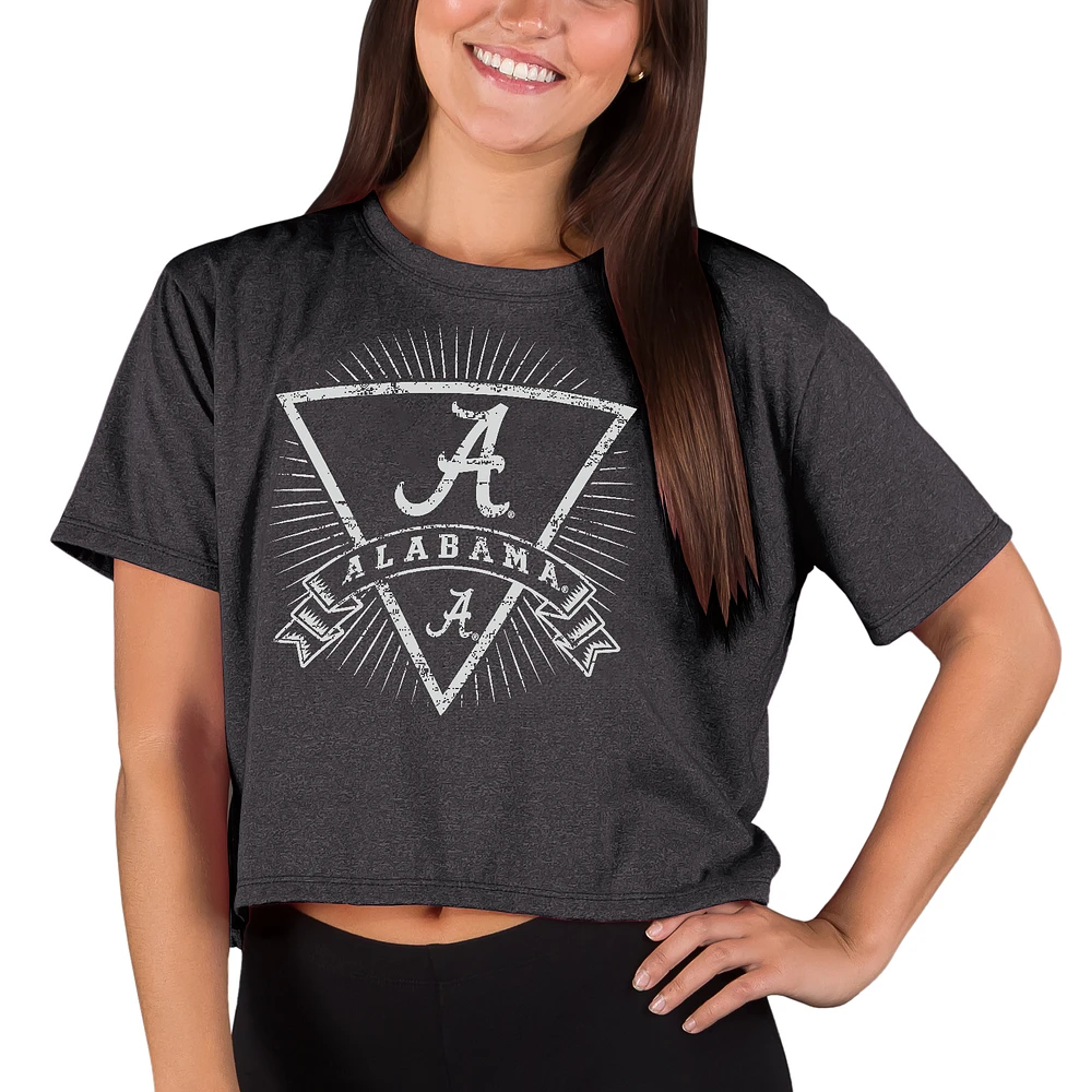 Women's Concepts Sport Charcoal Alabama Crimson Tide Quest Knit Crop Top