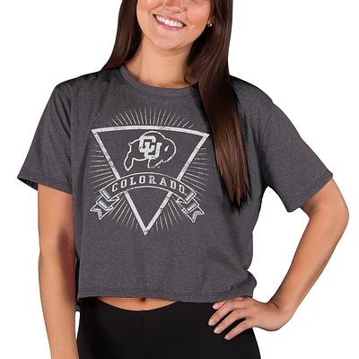 Women's Concepts Sport Charcoal Colorado Buffaloes Quest Knit Crop Top