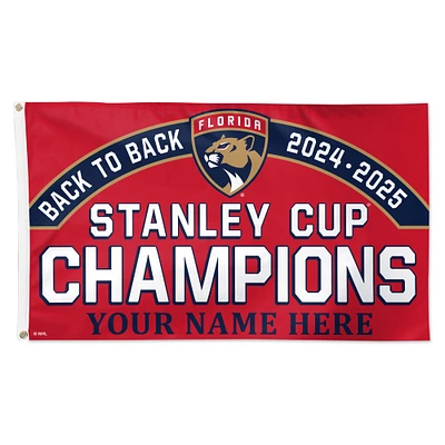 WinCraft Florida Panthers Back-To-Back Stanley Cup Champions 3' x 5' Personalized One-Sided Deluxe Flag