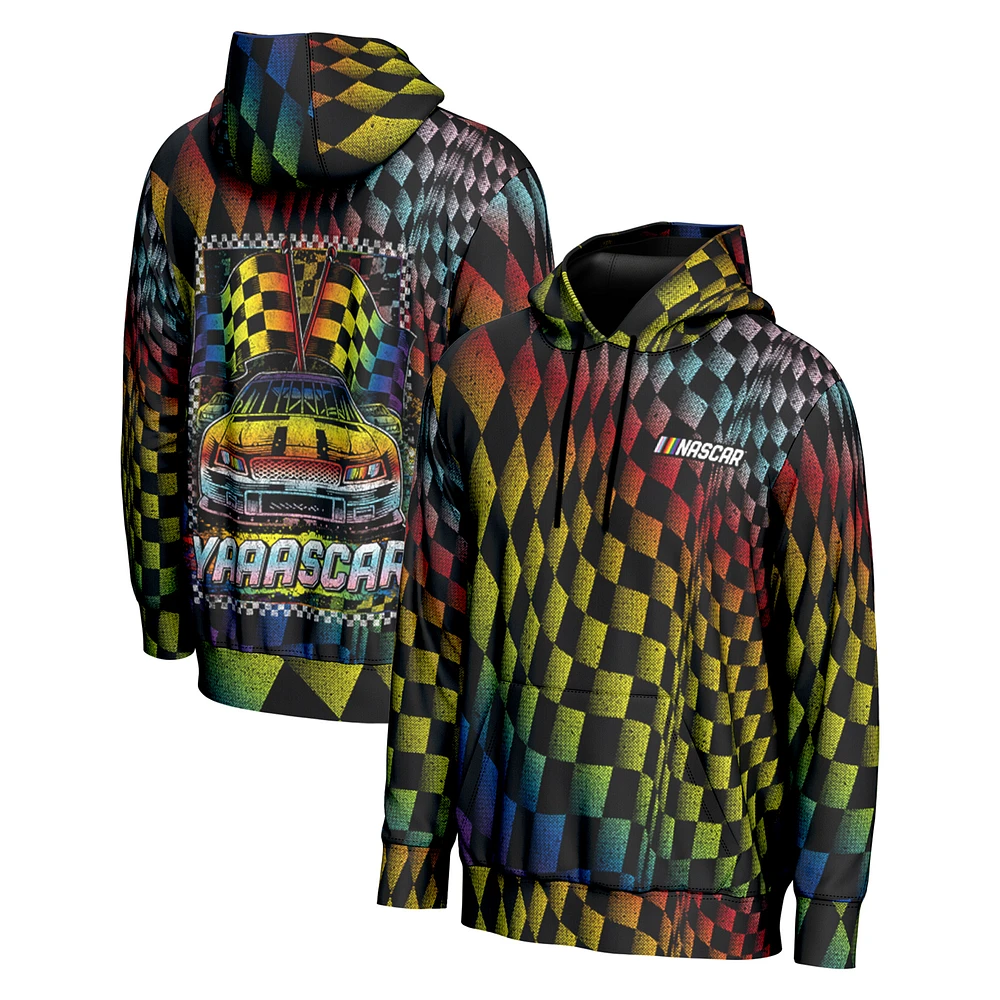 Youth ProSphere Black NASCAR All Over Checkered Pride Pullover Hoodie