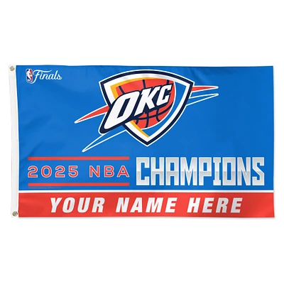 WinCraft Oklahoma City Thunder 2025 NBA Finals Champions 3' x 5' Personalized One-Sided Deluxe Flag