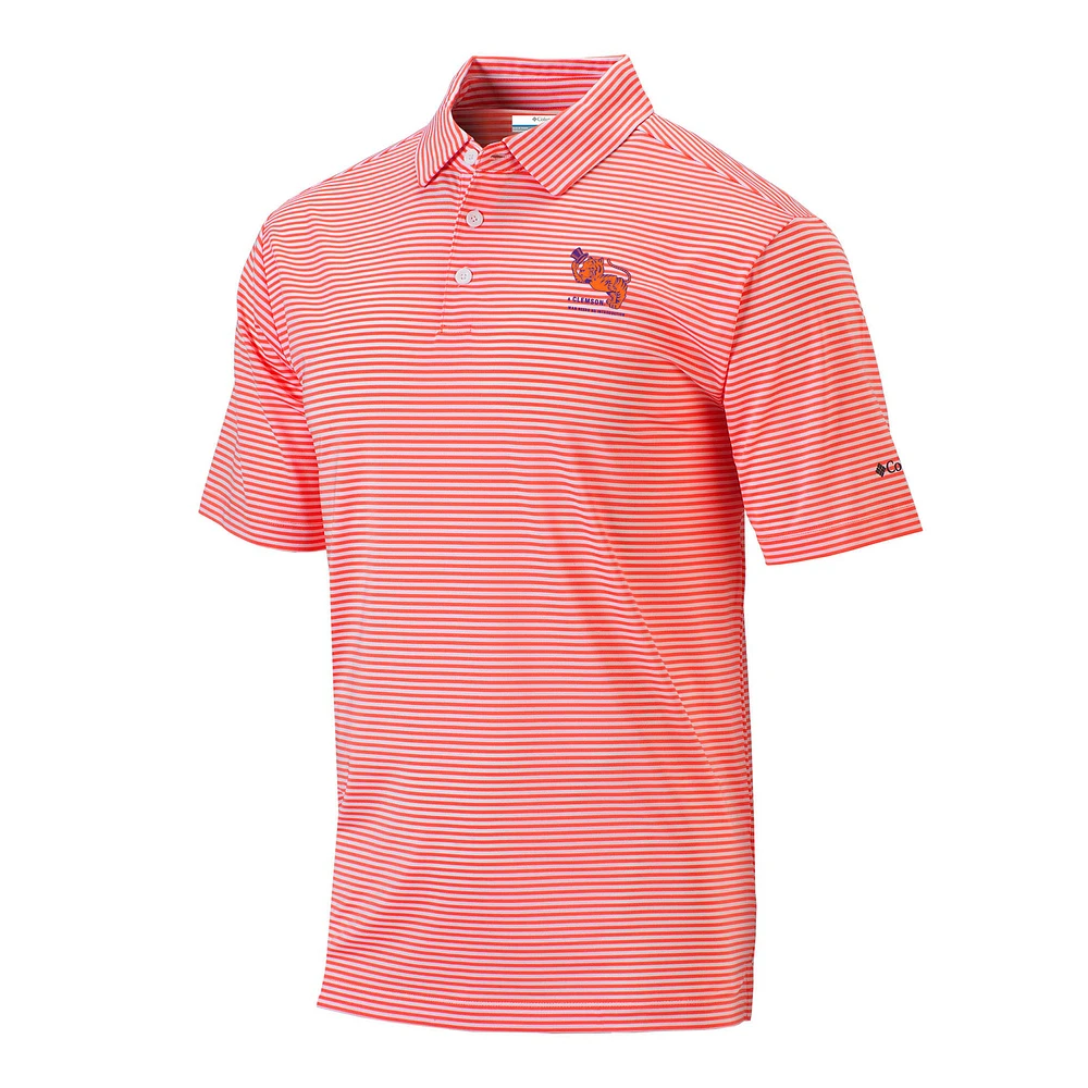 Men's Columbia Orange Clemson Tigers Vault Logo Club Invite Polo