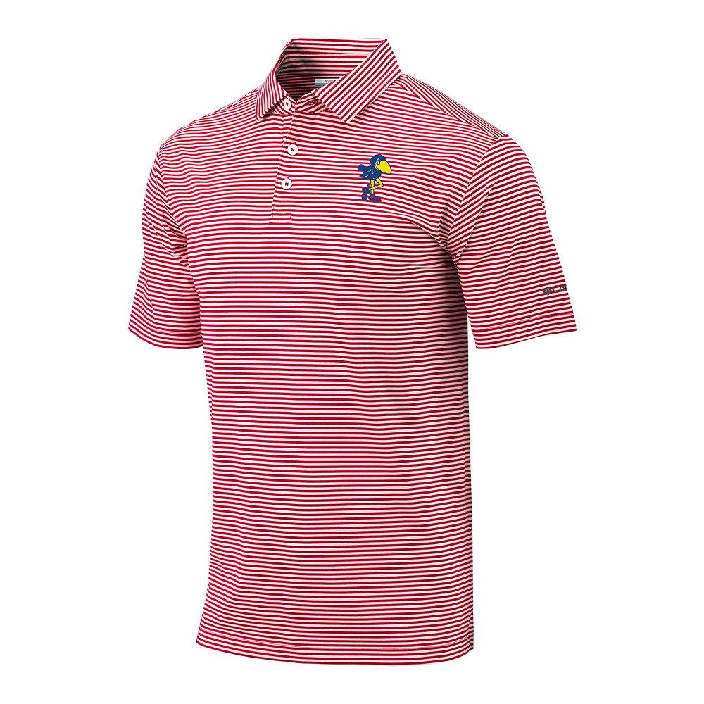 Men's Columbia Red Kansas Jayhawks Vault Logo Club Invite Polo