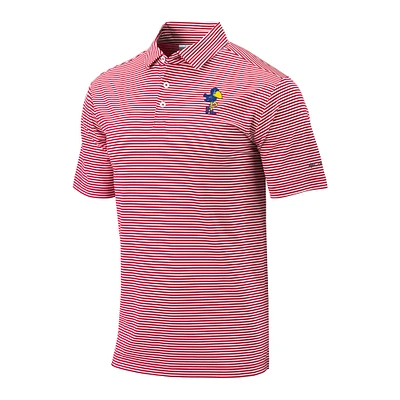 Men's Columbia Red Kansas Jayhawks Vault Logo Club Invite Polo