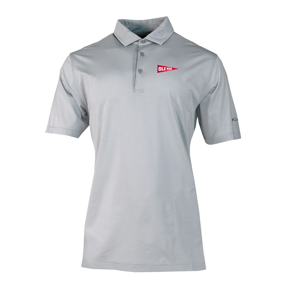 Men's Columbia Gray Ole Miss Rebels Vault Logo Double Hit Polo