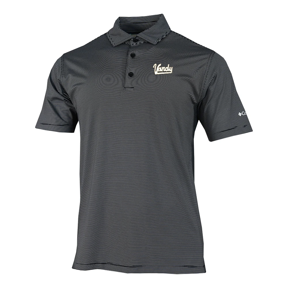 Men's Columbia Black Vanderbilt Commodores Vault Logo Double Hit Polo