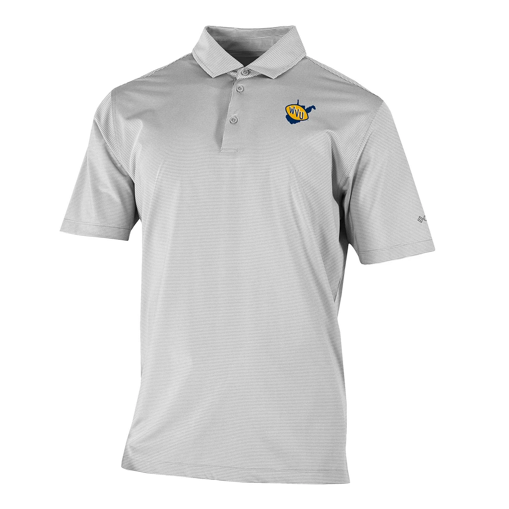 Men's Columbia Gray West Virginia Mountaineers Vault Logo Double Hit Polo