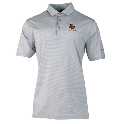 Men's Columbia Gray Iowa State Cyclones Vault Logo Double Hit Polo