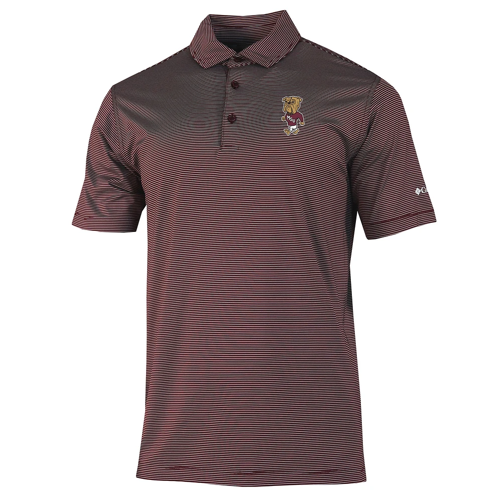 Men's Columbia Maroon Mississippi State Bulldogs Vault Logo Double Hit Polo