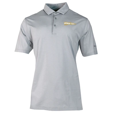 Men's Columbia Gray Georgia Tech Yellow Jackets Vault Logo Double Hit Polo