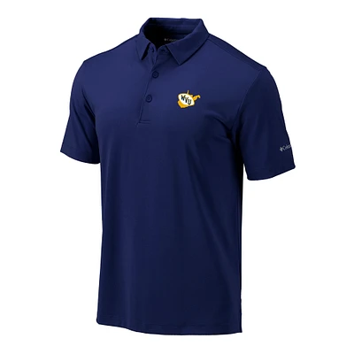 Men's Columbia Navy West Virginia Mountaineers Vault Omni-Wick Drive Polo