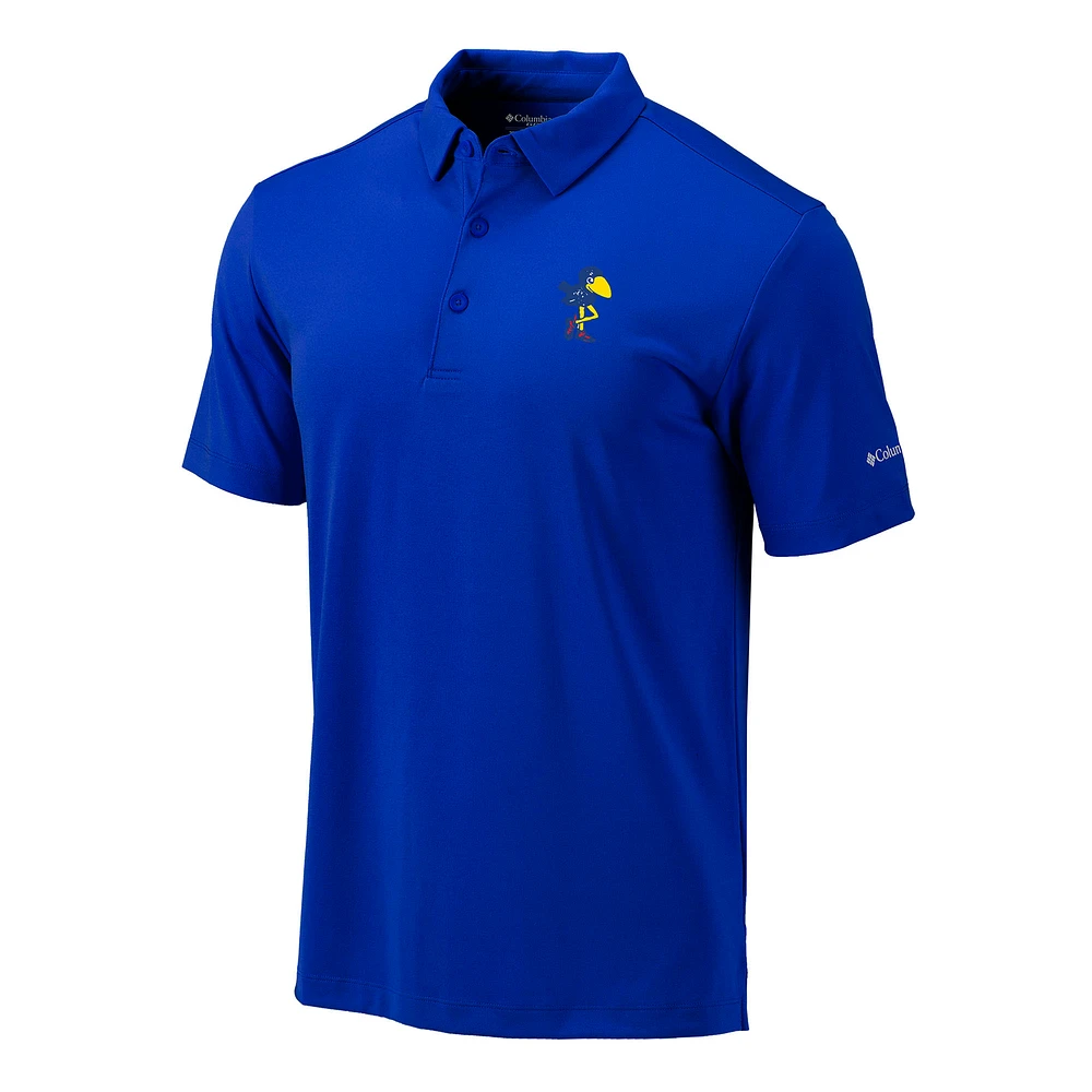 Men's Columbia Royal Kansas Jayhawks Vault Omni-Wick Drive Polo