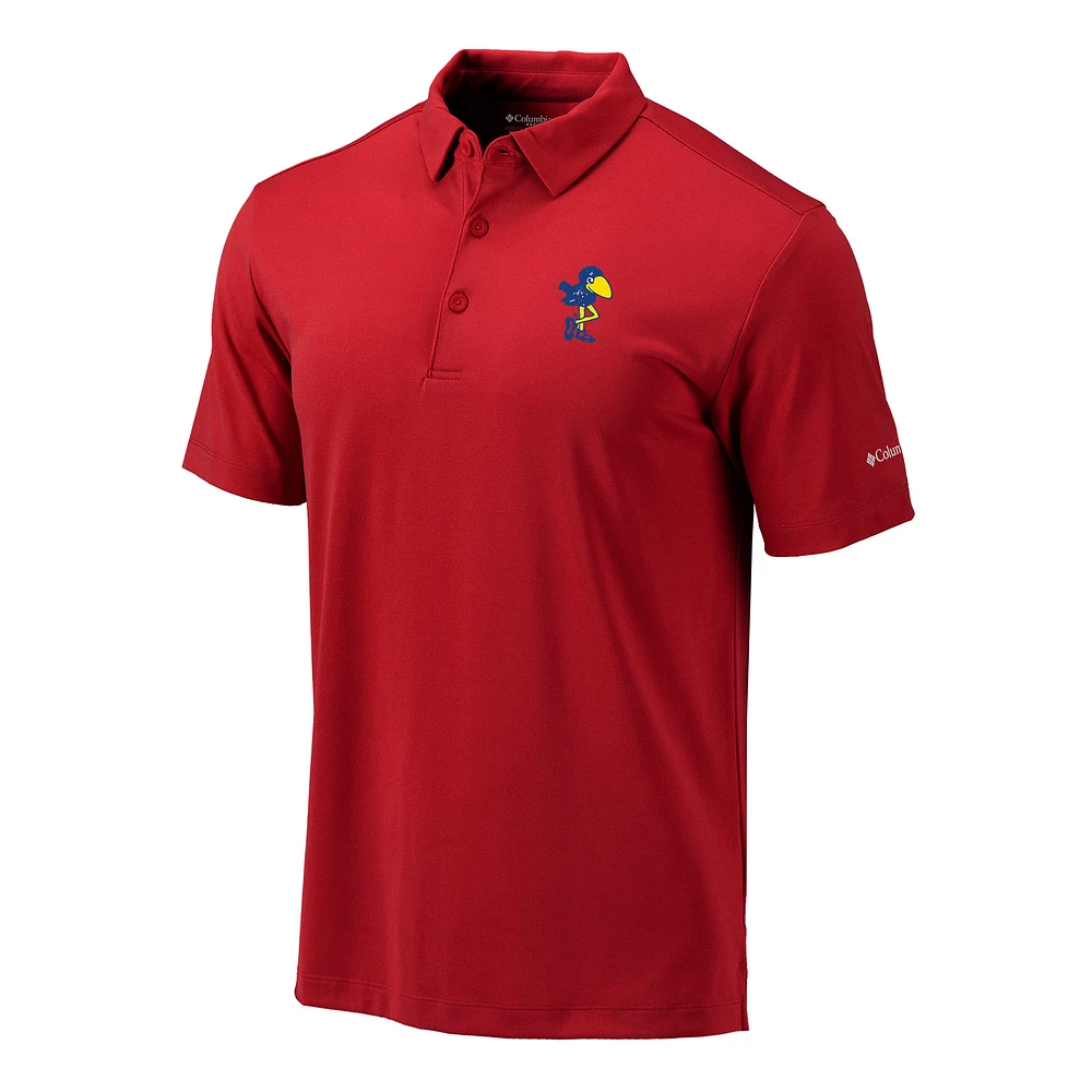 Men's Columbia Red Kansas Jayhawks Vault Omni-Wick Drive Polo