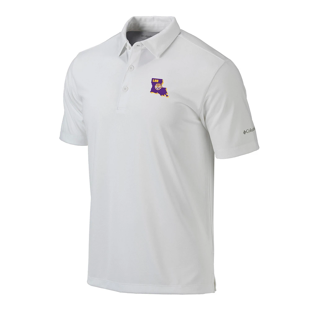 Men's Columbia White LSU Tigers Vault Omni-Wick Drive Polo