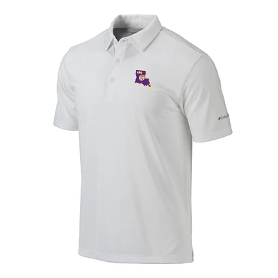 Men's Columbia White LSU Tigers Vault Omni-Wick Drive Polo