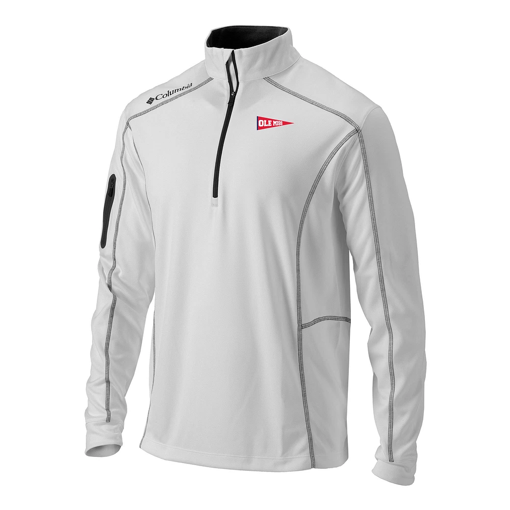 Men's Columbia White Ole Miss Rebels Vault Omni-Wick Shotgun Quarter-Zip Pullover