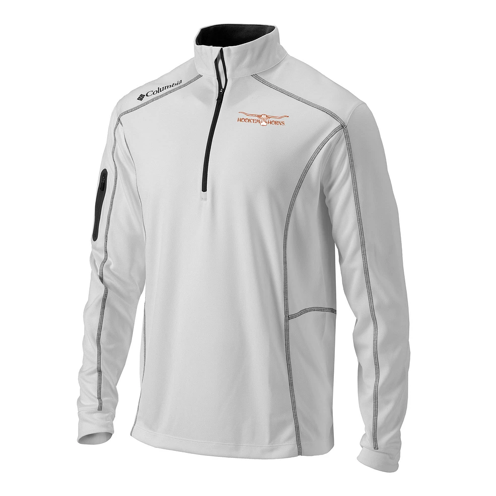 Men's Columbia White Texas Longhorns Vault Omni-Wick Shotgun Quarter-Zip Pullover