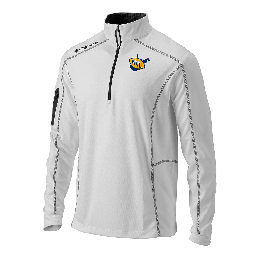 Men's Columbia White West Virginia Mountaineers Vault Omni-Wick Shotgun Quarter-Zip Pullover