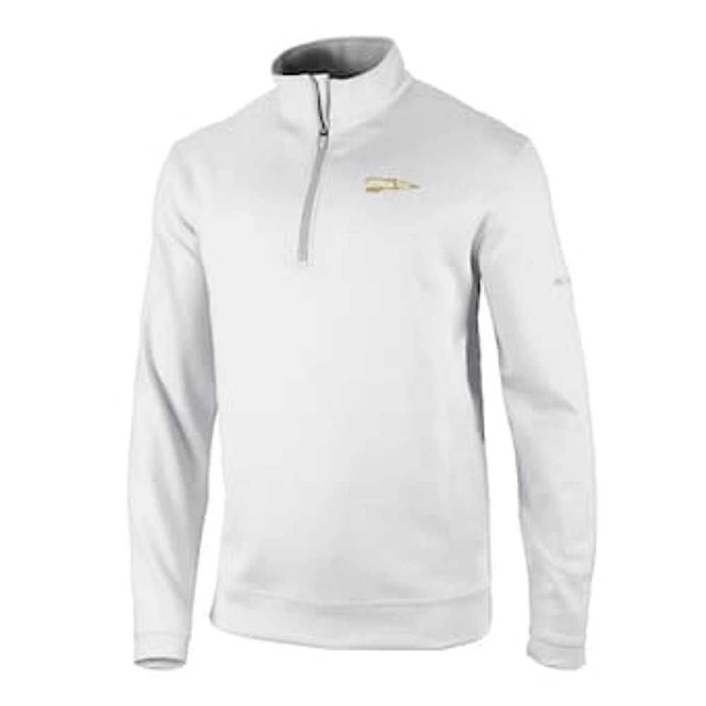Men's Columbia White Georgia Tech Yellow Jackets Vault Logo Wickhams Hills Quarter-Zip Pullover