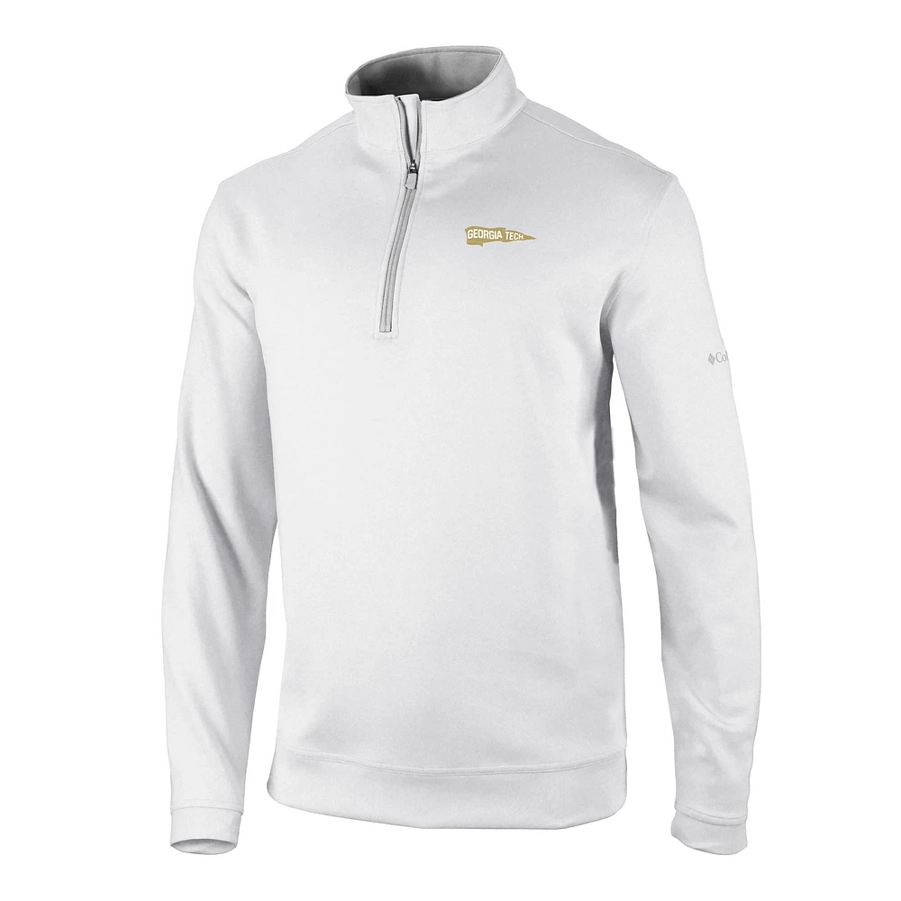 Men's Columbia White Georgia Tech Yellow Jackets Vault Logo Wickhams Hills Quarter-Zip Pullover