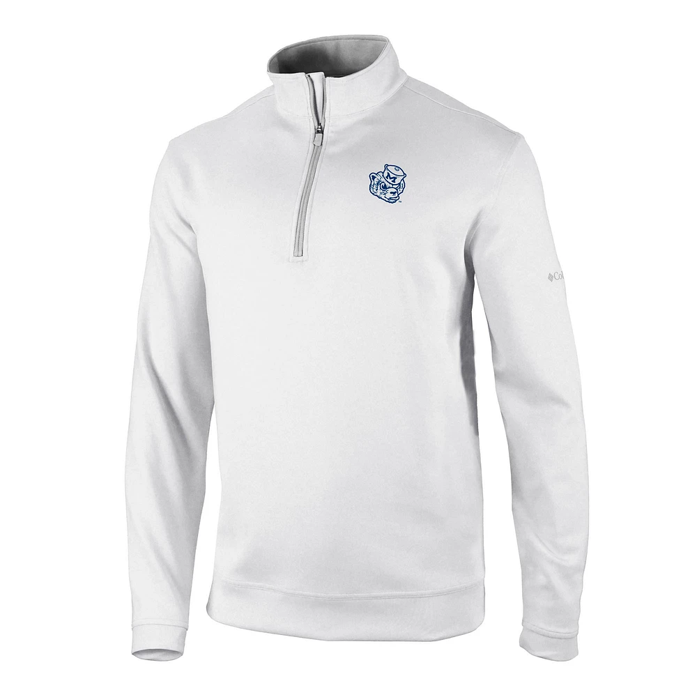 Men's Columbia White Michigan Wolverines Vault Logo Wickhams Hills Quarter-Zip Pullover
