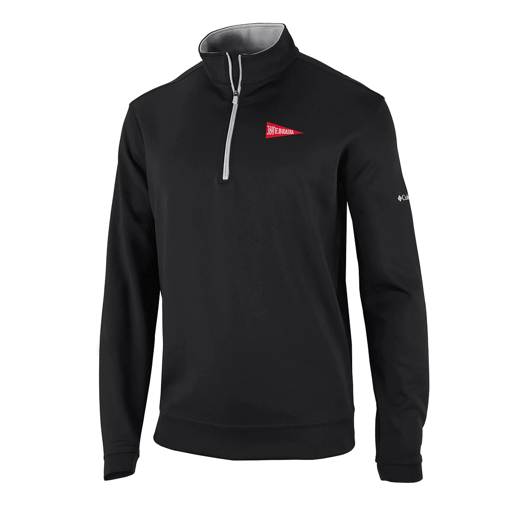 Men's Columbia Black Nebraska Huskers Vault Logo Wickhams Hills Quarter-Zip Pullover