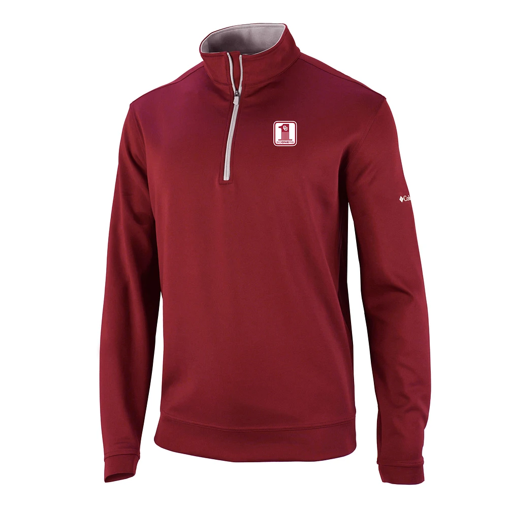 Men's Columbia Crimson Oklahoma Sooners Vault Logo Wickhams Hills Quarter-Zip Pullover